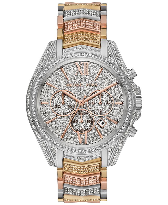 Michael Kors Women s Chronograph Whitney Tri Tone Pav Stainless