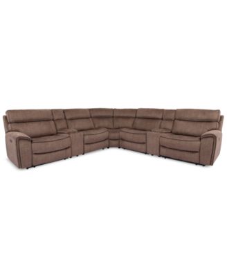 Hutchenson 7-Pc. Fabric Sectional with 2 Power Recliners, Power ...