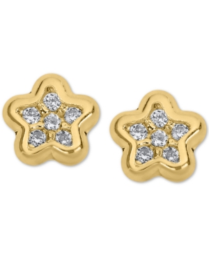 image of Child-s Cubic Zirconia Star Stud Earrings in 14k Gold