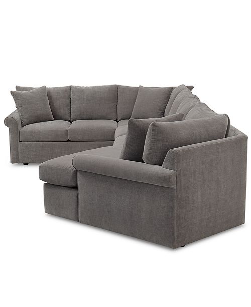 Furniture Wedport 3Pc. Fabric Sofa Return Sectional Sofa with Cuddler, Created For Macy's