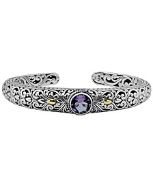 Amethyst (1-1/2 ct. t.w.) Bali Heritage Classic Cuff Bracelet in Sterling Silver and 18k Yellow Gold Accents