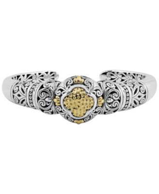 DEVATA - Bali Heritage Classic Cuff Bracelet  in Sterling Silver and 18k Yellow Gold Accents