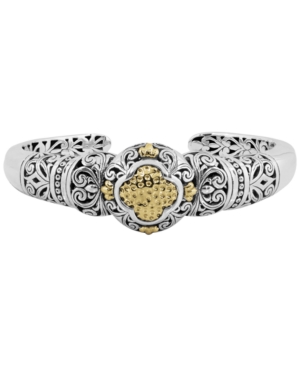 Devata Bali Heritage Classic Cuff Bracelet In Sterling Silver And 18k Yellow Gold Accents