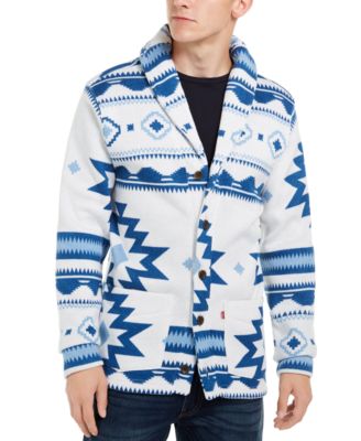 levi's men's reverve geometric fleece cardigan