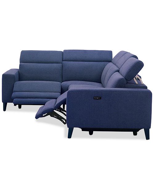 Furniture Sleannah 4Pc. Fabric "L" Shape Sectional with 2 Power