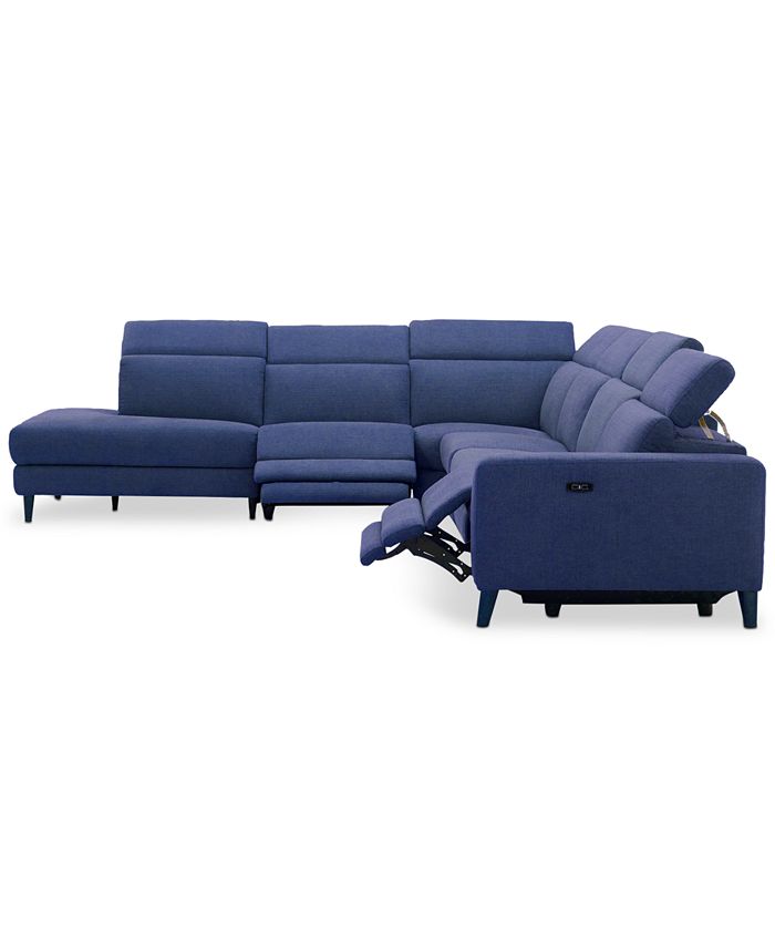 Furniture CLOSEOUT! Sleannah 6Pc. Fabric Bumper Sectional with 2 Power