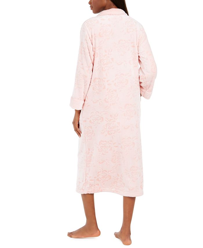 Miss Elaine Sculptured Brushed Fleece Long Zipper Robe Macy's