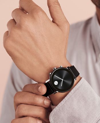 Movado Connect 2.0 Black Leather Strap Touchscreen Smart Watch