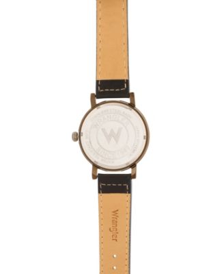 Wrangler Men's Watch, 50MM Antique Grey Case with Blue Dial, White Arabic Numerals, with White Hands, Blue Strap with White Stitching, Over Sized Crown