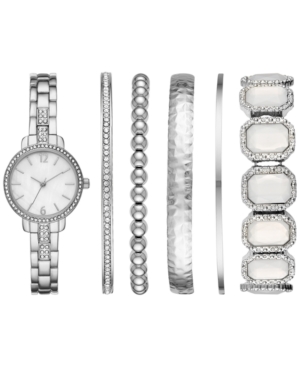 image of Folio Women-s Silver-Tone Bracelet Watch 28mm Box Set