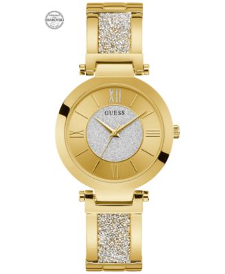 Women's Gold-Tone Stainless Steel & Cubic Zirconia Crystal Bangle Bracelet Watch 36mm & Reviews - Macy's