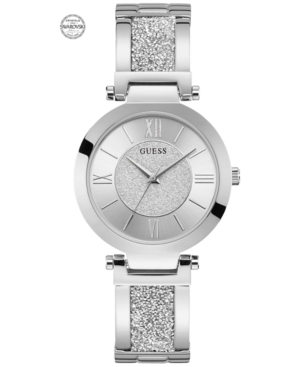 image of Guess Women-s Stainless Steel & Swarovski Crystal Bangle Bracelet Watch 36mm