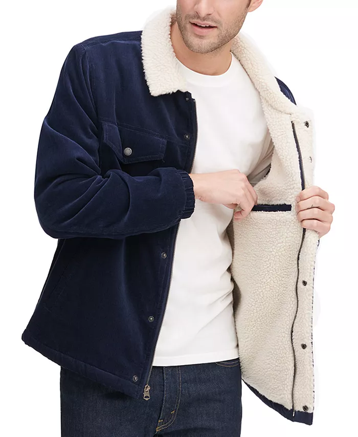 Men's Fleece-Lined Corduroy Trucker Jacket - thumbnail 4