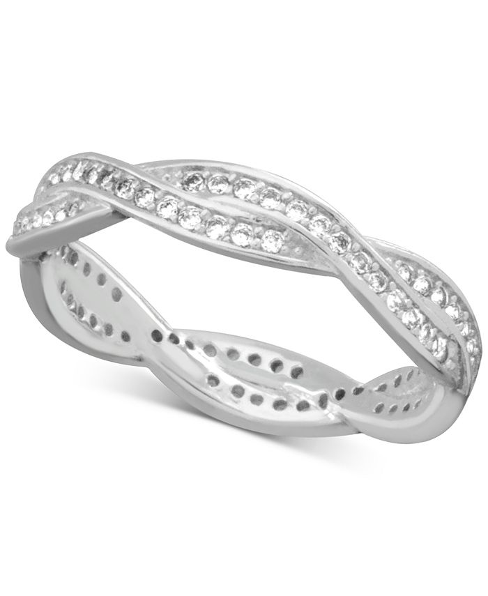 Essentials And Now This Cubic Zirconia Twist Silver Plate Ring - Macy's