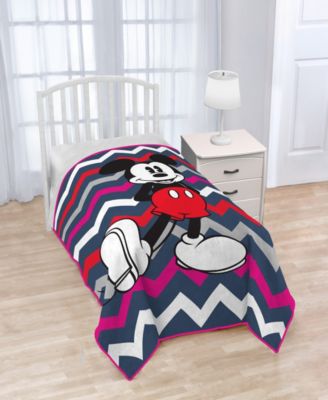 Disney Mickey Mouse Chevron Fleece Blanket - Macy's