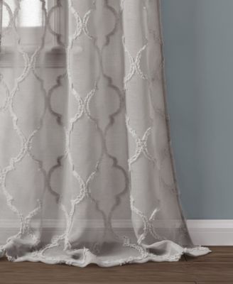 Lush Decor Avon Trellis Grommet Sheer Curtain Panels, 38" x 84" Pair – Modern Sheer Window Curtains for Living Room or Farmhouse Bedroom