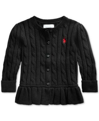 cable cotton peplum cardigan ralph lauren