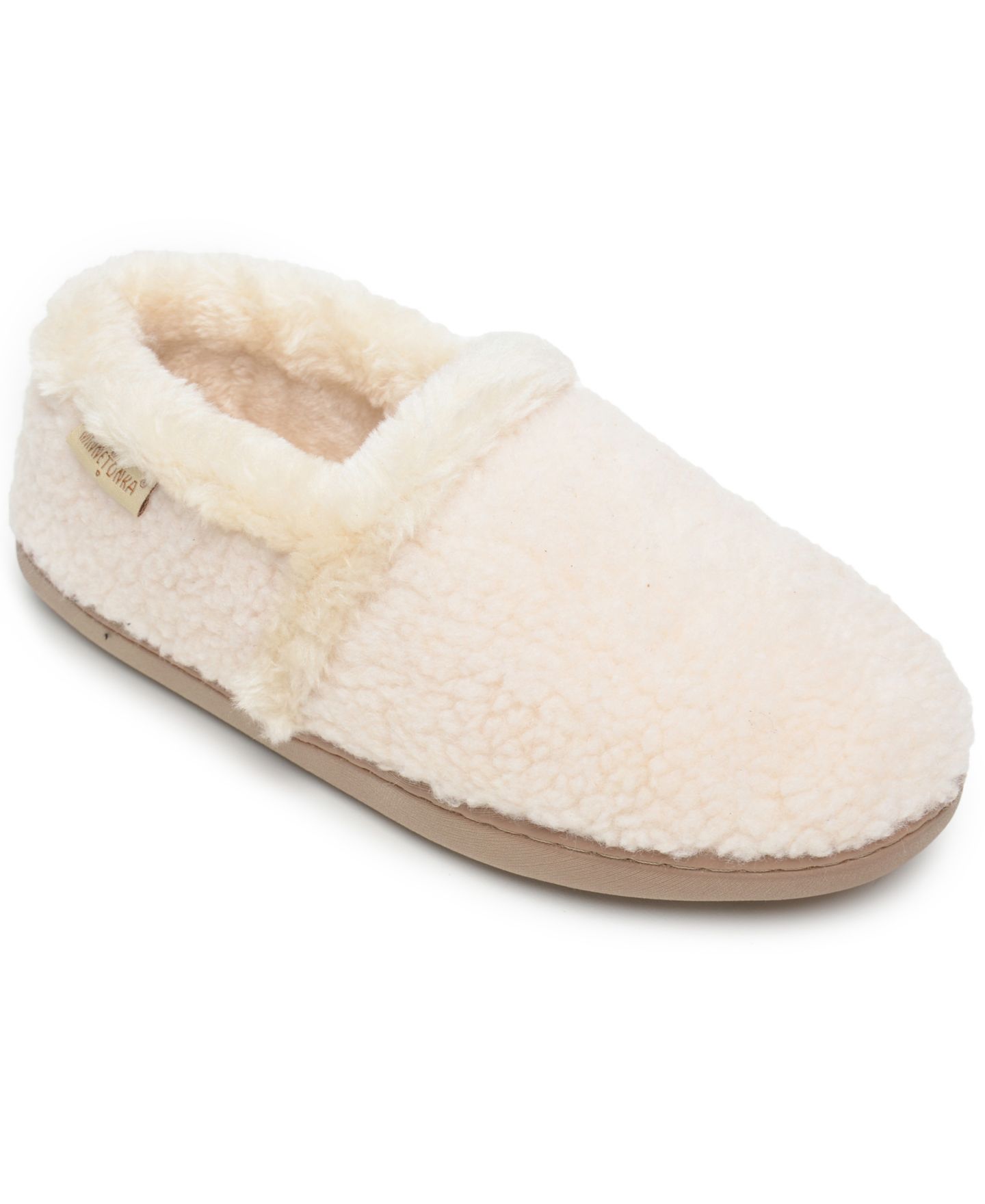 Женские тапочки Minnetonka Dina Slippers, цвет: Кремовый — фото 1