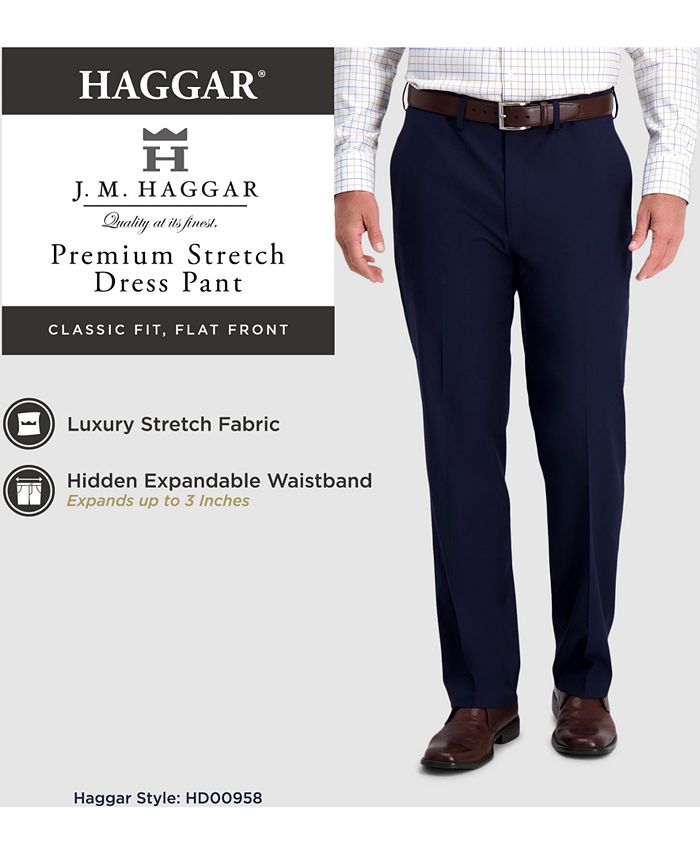 Haggar - Men's Classic-Fit Stretch Heather Diamond Dress Pants