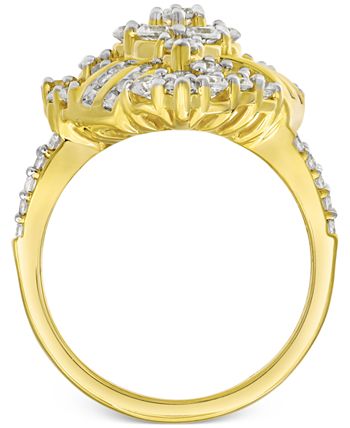 Macy's - Diamond Cluster Pear-Shaped Statement Ring (2 ct. t.w.) in 10k Gold