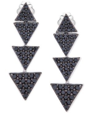 image of Black Diamond Triangle Drop Earrings (1-1/2 ct. t.w.) in 10k White Gold