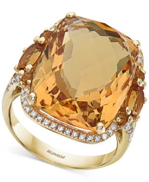 image of Effy Citrine (17-1/3 ct. t.w.) & Diamond (1/3 ct. t.w.) Ring in 14k Gold