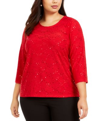 macy's plus size sequin tops