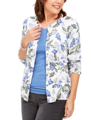 Karen Scott Floral Cardigan on Sale 