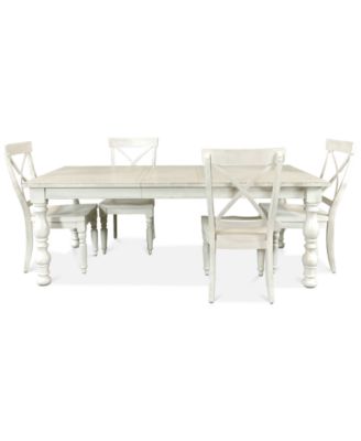 Aberdeen Worn White Expandable Dining Furniture, 5-Pc. Set (Table & 4 Side Chairs)