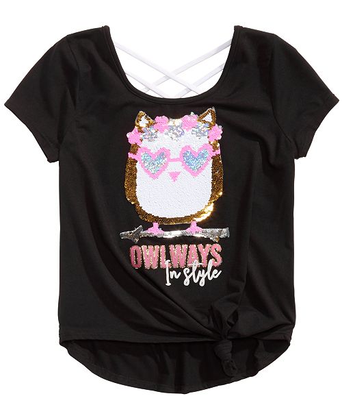 Beautees Big Girls Flip Sequin Owl Top Reviews Shirts Tops