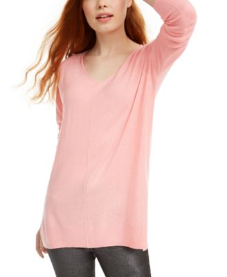 Hippie Rose - Juniors' Ribbed-Trim V-Neck Sweater