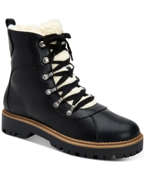 image of Style & Co Morggan Lace-Up Lug Sole Combat Booties, Created for Macy-s Women-s Shoes