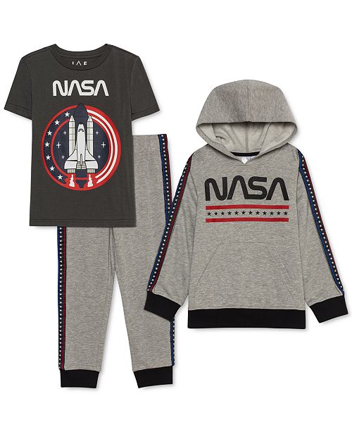 Jem Little Boys 3 Pc Nasa Hoodie T Shirt Joggers Set