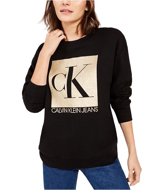 Calvin Klein Jeans Oversized Fleece Logo Sweatshirt Reviews Tops Juniors Macy S