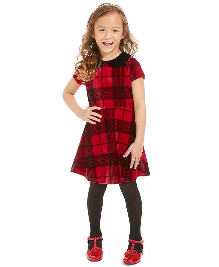 Epic Threads Toddler Girls Collared Velvet Plaid Dress, Created for ...