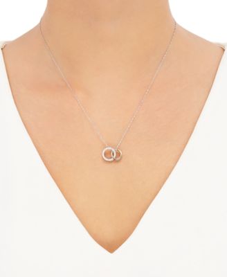241 WEAR IT BOTH WAYS Diamond Interlocking Circle Pendant Necklace (1/5 ct. t.w.) in 14k Two-Tone White and Yellow Gold