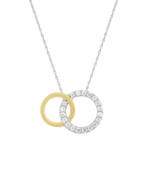 image of 241 Wear It Both Ways Diamond Interlocking Circle Pendant Necklace (1/5 ct. t.w.) in 14k Two-Tone White and Yellow Gold