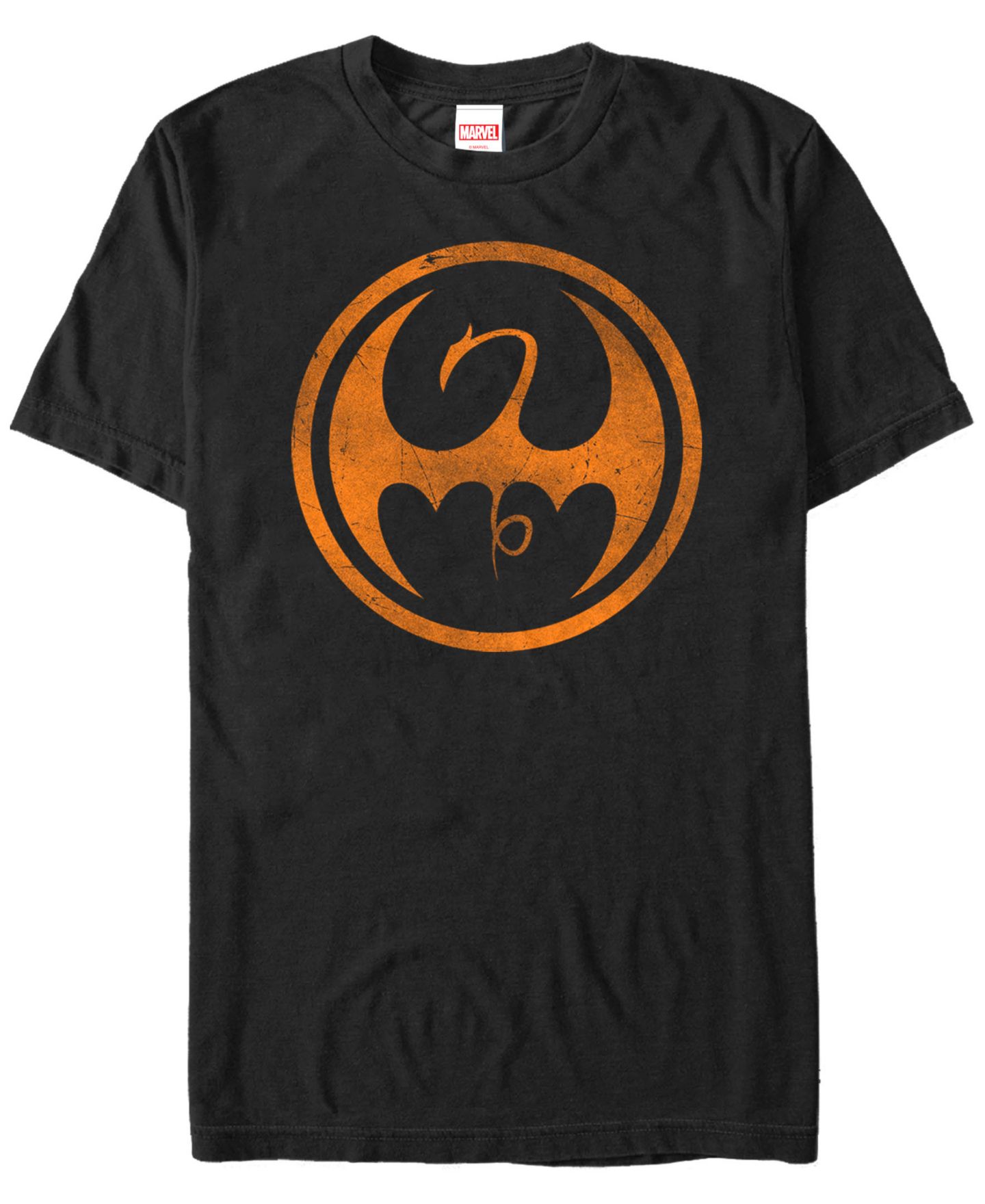 Мужская футболка Fifth Sun Marvel Iron Fist Distressed Orange Logo Short Sleeve, цвет: Чёрный — фото 1