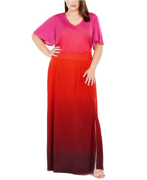 Inc Plus Size Ombre Flutter Sleeve Maxi Dress Created For Macy S