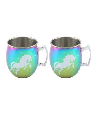Thirstystone - 2 Pack 20 oz Rainbow Unicorn Moscow Mule Mugs