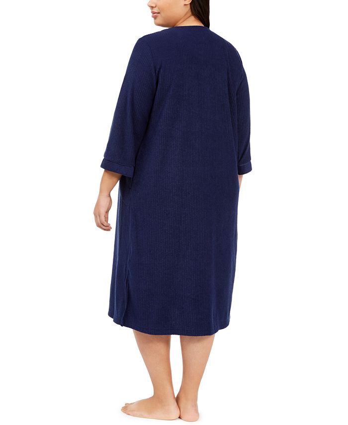 Miss Elaine Plus Size Brushed Terry Long Zipper Robe Macy's