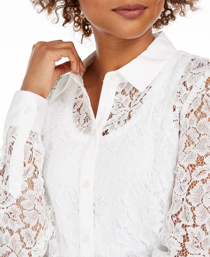 Charter Club Petite Lace ButtonUp Shirt, Created for Macy's Macy's