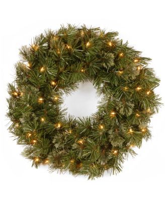 National Tree Company - 24" Wispy Willow Wreath with Clear Lights