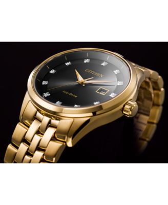 Men's Eco-Drive Corso Diamond-Accent Gold-Tone Stainless Steel Bracelet Watch 41mm