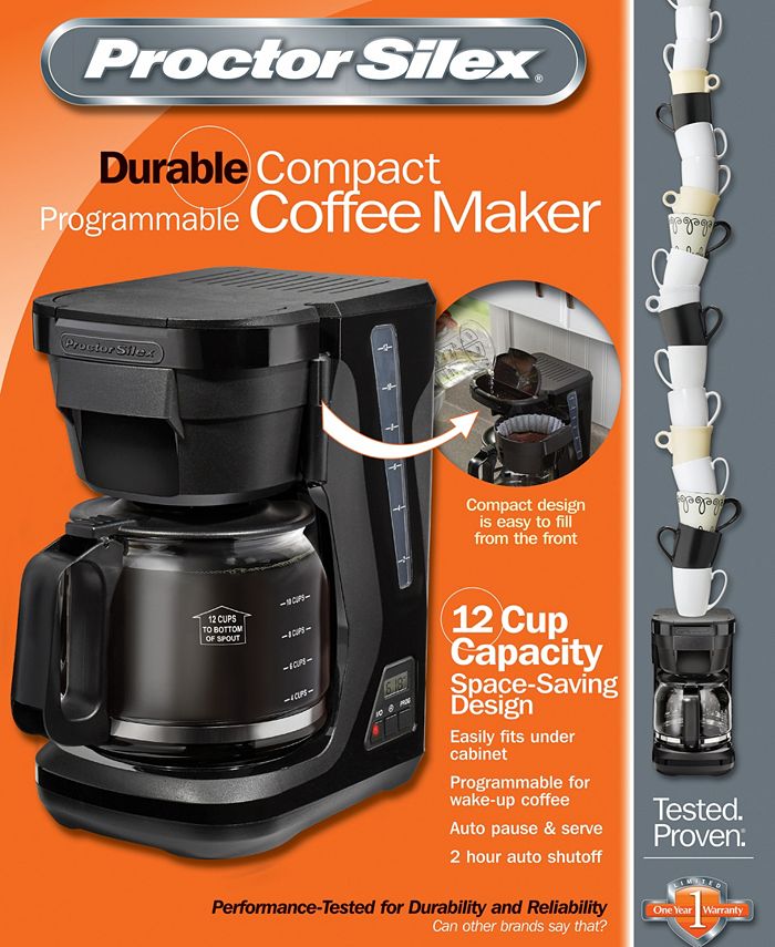 Hamilton Beach Proctor Silex 12 Cup Compact Programmable Coffee Maker