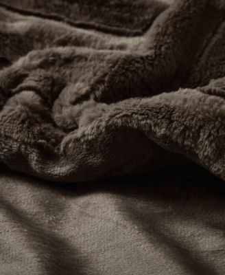 Arctic Checkerboard Plush Faux-Fur Throw, 50" x 60"