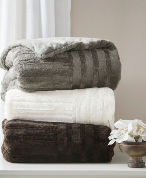 Madison Park Arctic Checkerboard Plush Faux-fur Throw, 50" X 60" In Chocolate