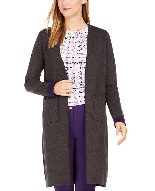 Calvin Klein Patch Pocket Open Front Longline Cardigan Reviews Sweaters Women Macy S