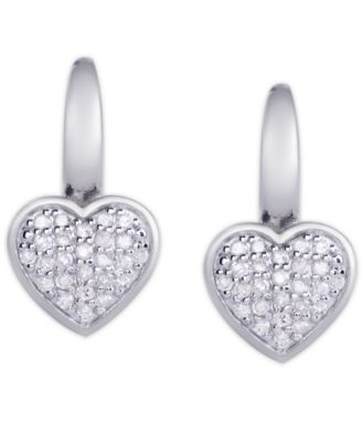 Diamond 1/4 ct. t.w. Heart Leverback Earrings in Sterling Silver