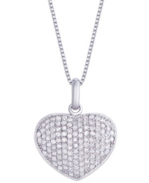 image of Diamond 5/8 ct. t.w. Heart Locket Pendant Necklace in Sterling Silver